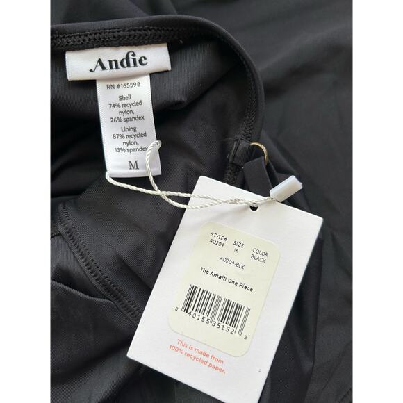 Andie Swim the Amalfi Eco Nylon One Piece in Black M NWT - Picture 7 of 10